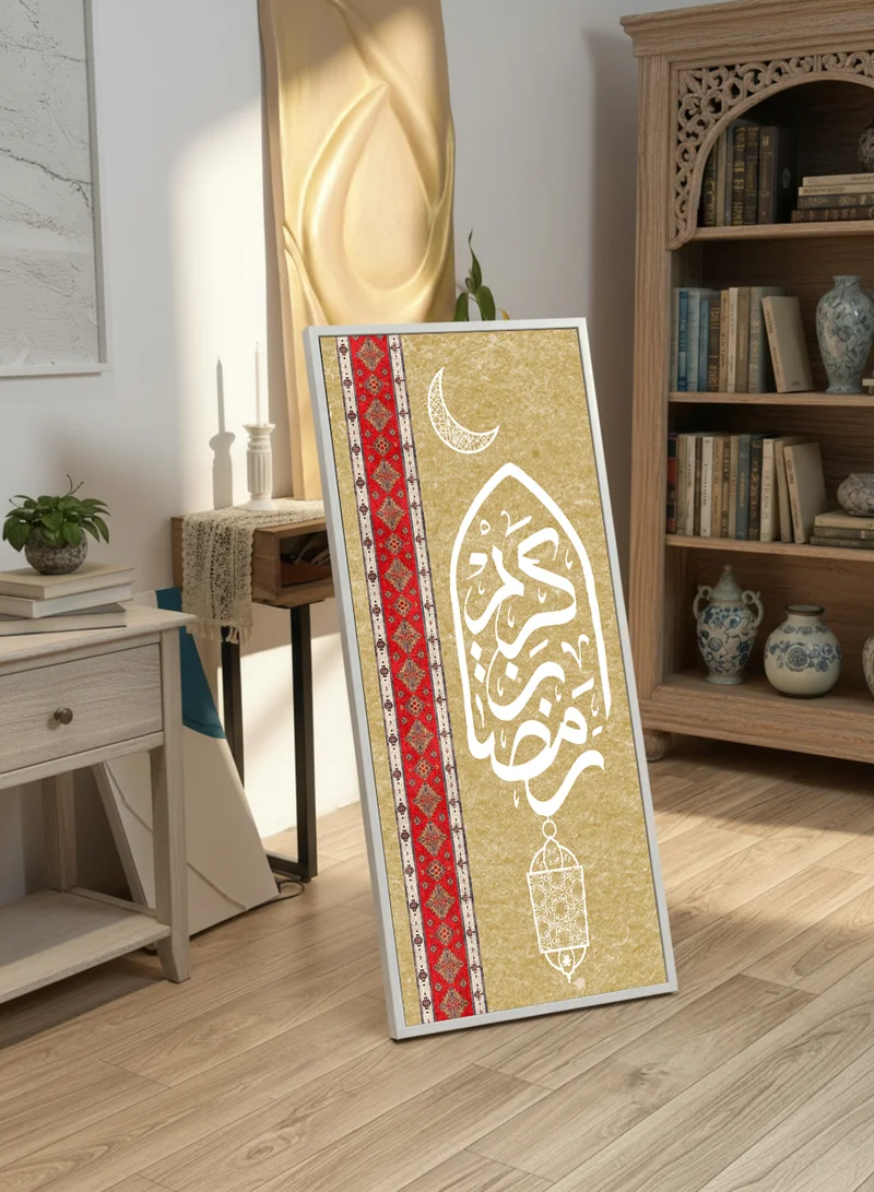 LOWHA Canvas Wall Art on Wooden Frame with White Floating Frame and Back Stand Featuring Ramadan Kareem Design